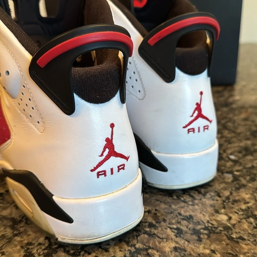 Air Jordan retro 6 Carmine Red and White Sneakers EUC 10.5